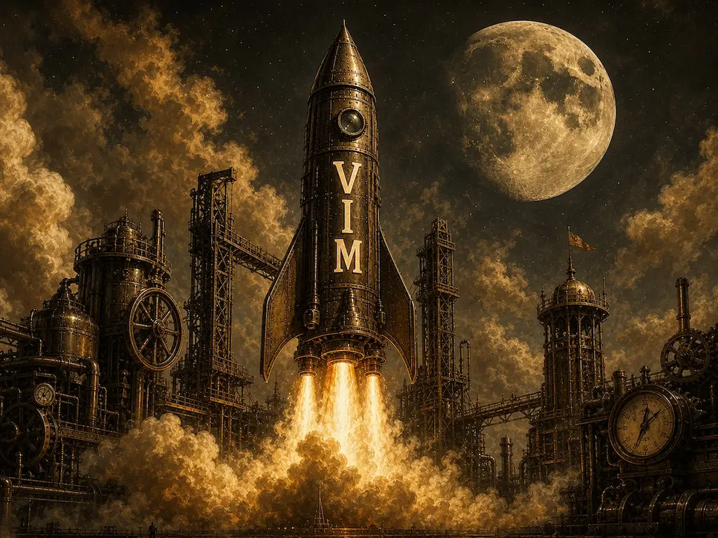 ChatGPT: un cohete llamado VIM despega hacia la luna (imagen generada por IA)